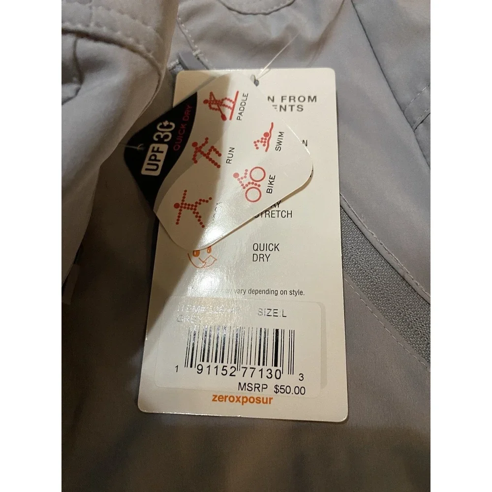 ZEROXPOSUR Mens Sun Smart Paddle Shorts Sz Large Gray Quick Dry UPF 30 NWT $50